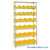 Double Sided Bin Rack, 26 Bins, 10 Bins at 6.625"W x 12.5"D x 5"H/16 Bins at 8.375"W x 12.5"D x 5"H Bin Dims, Yellow, Without Casters