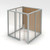 Modern Office Cubicles, 8" x 8" 4-Sided Office with Swinging Clear Glass Door, 3 Clear Glass Panels & 1 White Glass Panel