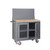 Cabinet Workbenches, 48" W x 41" H, Powder Coated Steel, Solid Doors, Louvered Panel, Welded Center Shelf