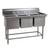 Free Standing Stainless Steel Sink, 57" W x 27" D, 3 Bowls