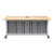 Explorer Maker Table 42 x 84 with Butcher Block Top, Five Bin Storage Modules, Power Unit, Locking Casters - Platinum Fr