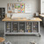 Explorer Maker Table 42 x 84 with Butcher Block Top, Five Bin Storage Modules, Power Unit, Locking Casters - Platinum Fr