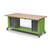 Explorer Rover Table with Butcher Block Retractable Top, Bin Storage, Stools, Locking Casters - Green Apple Frame - alte