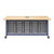Explorer Maker Table 42 x 84 with Butcher Block Top, Five Bin Storage Modules, Power Unit, Locking Casters - Navy Frame 