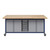 Explorer Maker Table 42 x 84 with Butcher Block Top, Double Door Storage, Bin Storage, Locking Casters - Navy Frame (48 
