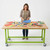 Explorer Maker Table 42 x 84 with Butcher Block Top, Power Unit, Locking Casters - Green Apple Frame - alternate view (4