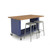 Explorer Rover Table 3 Module with Butcher Block Top, Stools, Locking Casters - alternate view (60 in W x 50.5 in D x 60