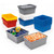 Lifestyle image of Cross Stack Tub - White - 14.38 Gallon for small parts storage shown in a clean storage environment