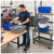 Lifestyle image of Cross Stack Tub - Blue - 9.75 Gallon for small parts storage shown in a clean storage environment