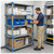 Lifestyle image of Millenia 4-Shelf Polymer Shelving Unit - Gray for storage shown in a clean storage environment