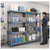 Lifestyle image of Millenia 4-Shelf Solid Polymer Shelving Unit - Gray for storage shown in a clean storage environment