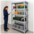 Lifestyle image of Millenia 5-Shelf Mixed Polymer Shelving Unit - Gray for storage shown in a clean storage environment