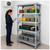 Lifestyle image of Millenia 5-Shelf Mixed Polymer Shelving Unit - Gray for storage shown in a clean storage environment