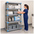 Lifestyle image of Millenia 5-Shelf Mixed Polymer Shelving Unit - Gray for storage shown in a clean storage environment