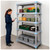 Lifestyle image of Millenia 5-Shelf Mixed Polymer Shelving Unit - Gray for storage shown in a clean storage environment