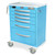 6-Drawer Aluminum Anesthesia Cart With Wireless Electronic Lock, 36.75" W x 22" D x 43.75" H, Key Lock