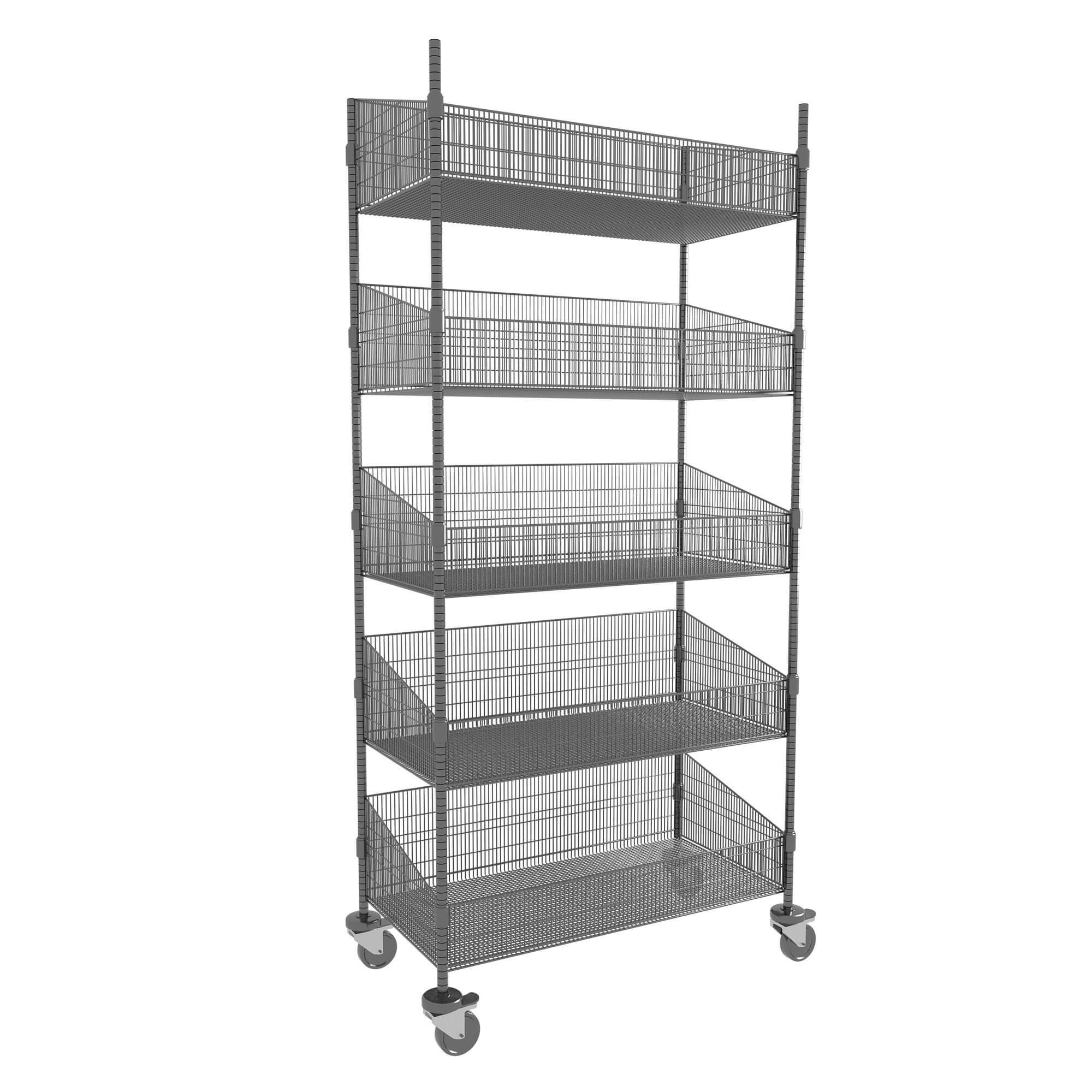 Image of product Wire Basket Shelving on Wheels