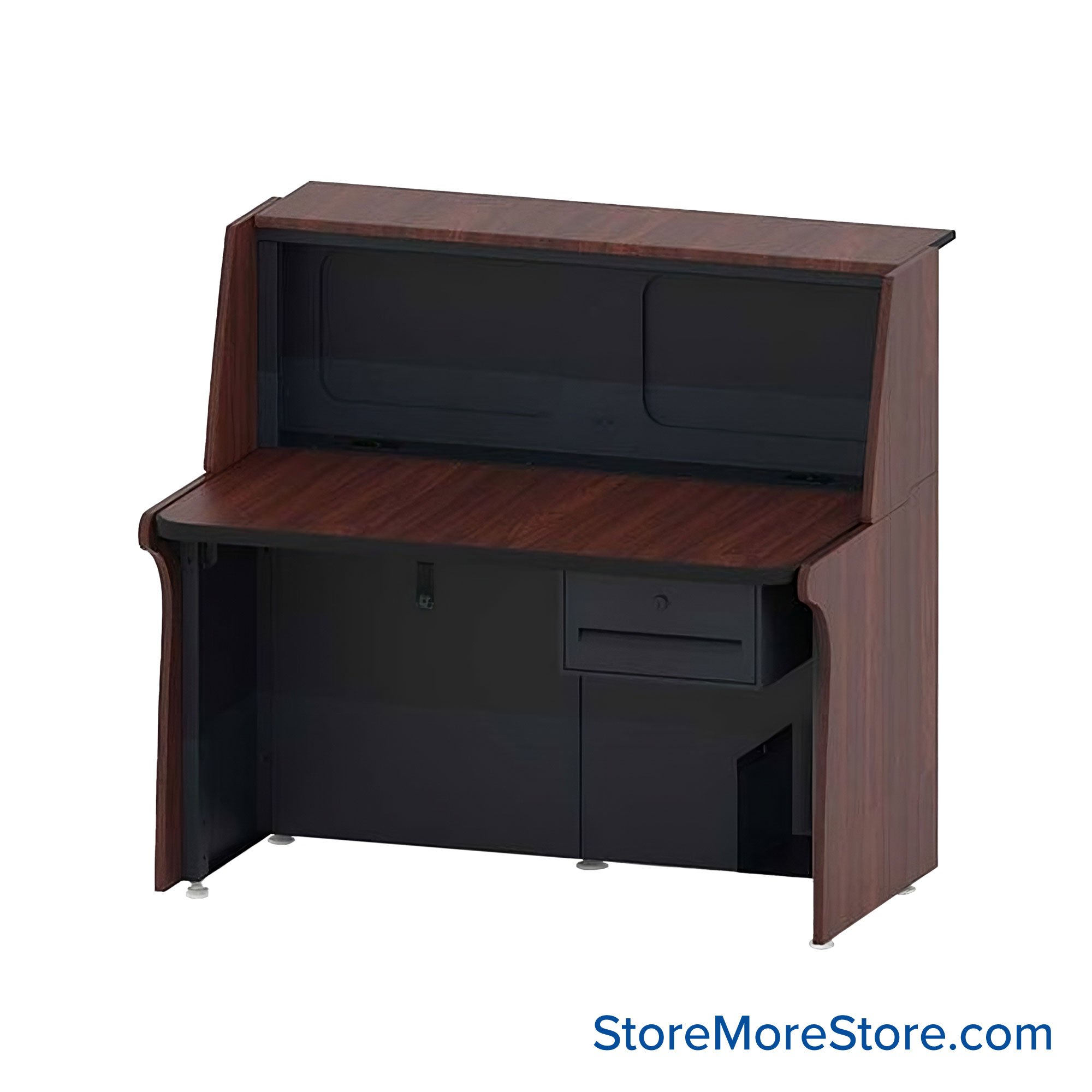 Portable Security Desk Yes Amber Maple[https://cdn11.bigcommerce.com/s-ae8l2aaf6n/product_images/attribute_value_images/30764.preview.png?t=1734084975] Flint Gray Powder Coat[#999A94] SKU SMS-03-V133-SCA4830-C-AMAP-FGRY