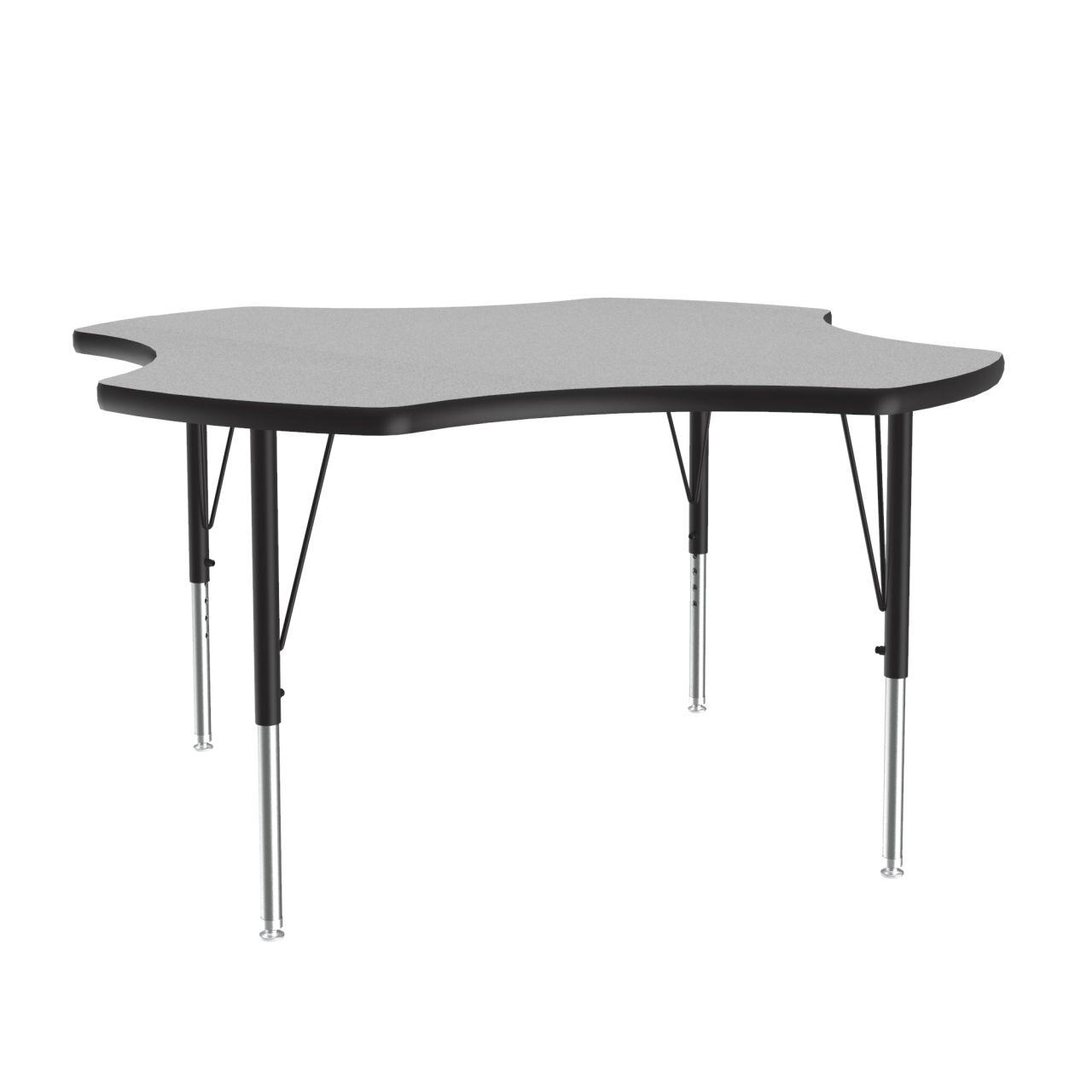 Adjustable Height Activity Tables-Clover Shaped Gray Granite[https://cdn11.bigcommerce.com/s-ae8l2aaf6n/product_images/attribute_value_images/38457.preview.jpg?t=1741097779] Black[https://cdn11.bigcommerce.com/s-ae8l2aaf6n/product_images/attribute_value_images/38467.preview.jpg?t=1741097786] Black/Chrome[https://cdn11.bigcommerce.com/s-ae8l2aaf6n/product_images/attribute_value_images/38477.preview.jpg?t=1741097793] SKU SMS-04-V28-A48-CLO-15