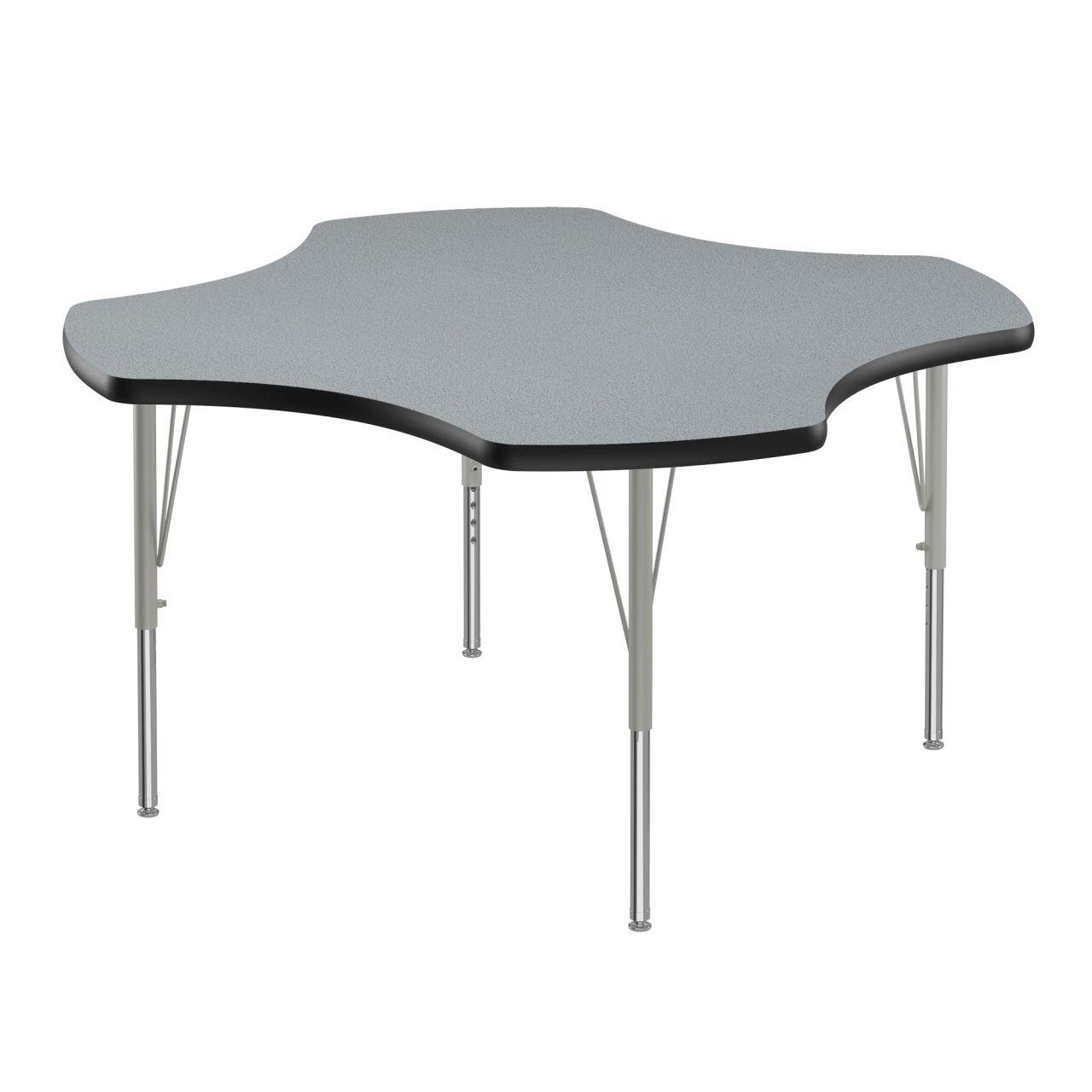 Adjustable Height Activity Tables-Clover Shaped Gray Granite[https://cdn11.bigcommerce.com/s-ae8l2aaf6n/product_images/attribute_value_images/38457.preview.jpg?t=1741097779] Black[https://cdn11.bigcommerce.com/s-ae8l2aaf6n/product_images/attribute_value_images/38467.preview.jpg?t=1741097786] Silver Mist[https://cdn11.bigcommerce.com/s-ae8l2aaf6n/product_images/attribute_value_images/38478.preview.png?t=1741097793] SKU SMS-04-V28-A48-CLO-15-14-09