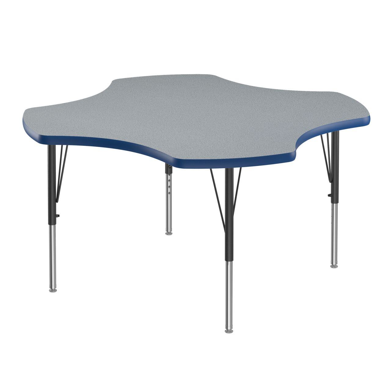 Adjustable Height Activity Tables-Clover Shaped Gray Granite[https://cdn11.bigcommerce.com/s-ae8l2aaf6n/product_images/attribute_value_images/38457.preview.jpg?t=1741097779] Blue[https://cdn11.bigcommerce.com/s-ae8l2aaf6n/product_images/attribute_value_images/38469.preview.jpg?t=1741097787] Black/Chrome[https://cdn11.bigcommerce.com/s-ae8l2aaf6n/product_images/attribute_value_images/38477.preview.jpg?t=1741097793] SKU SMS-04-V28-A48-CLO-15-09-37