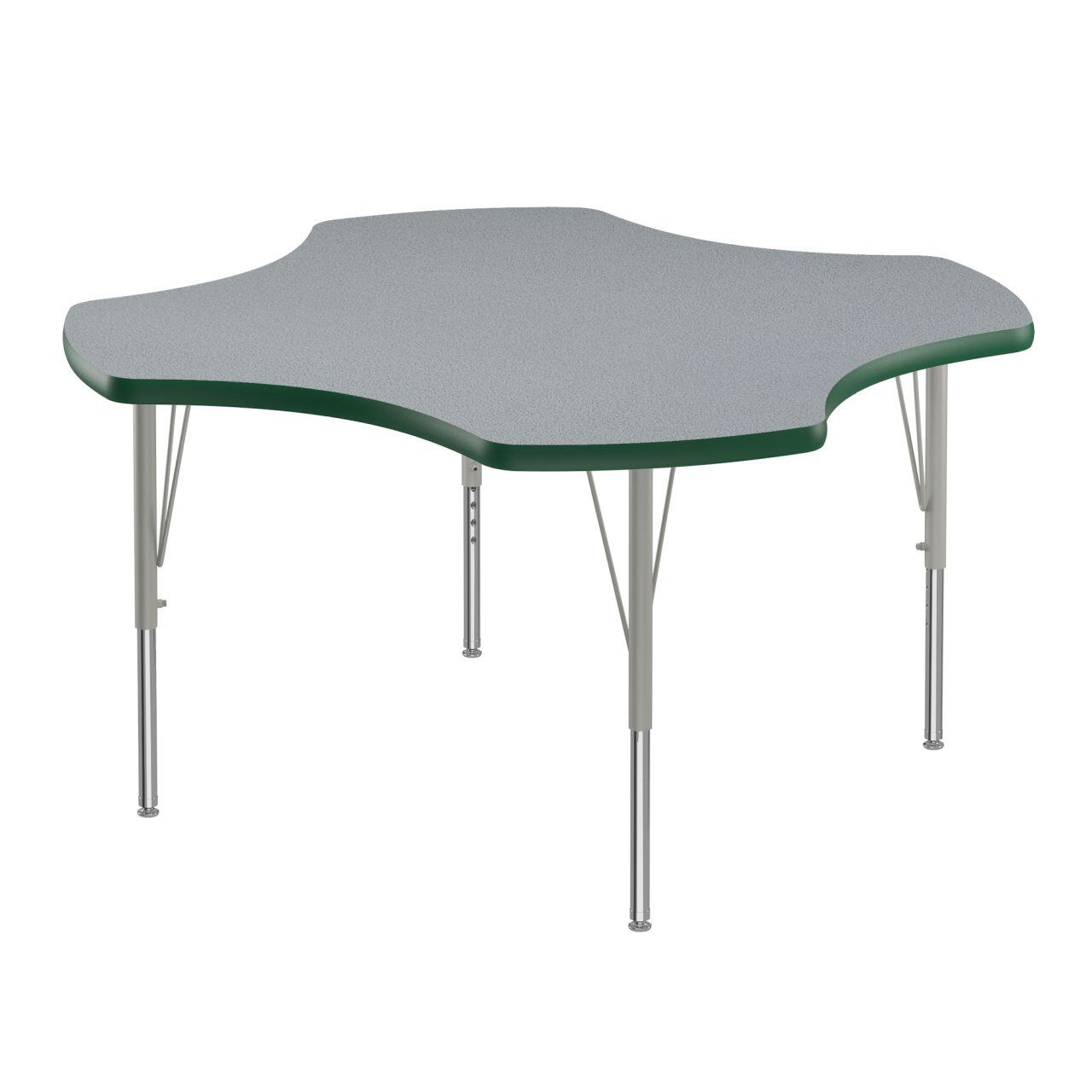 Adjustable Height Activity Tables-Clover Shaped Gray Granite[https://cdn11.bigcommerce.com/s-ae8l2aaf6n/product_images/attribute_value_images/38457.preview.jpg?t=1741097779] Green[https://cdn11.bigcommerce.com/s-ae8l2aaf6n/product_images/attribute_value_images/38471.preview.jpg?t=1741097788] Silver Mist[https://cdn11.bigcommerce.com/s-ae8l2aaf6n/product_images/attribute_value_images/38478.preview.png?t=1741097793] SKU SMS-04-V28-A48-CLO-15-14-39