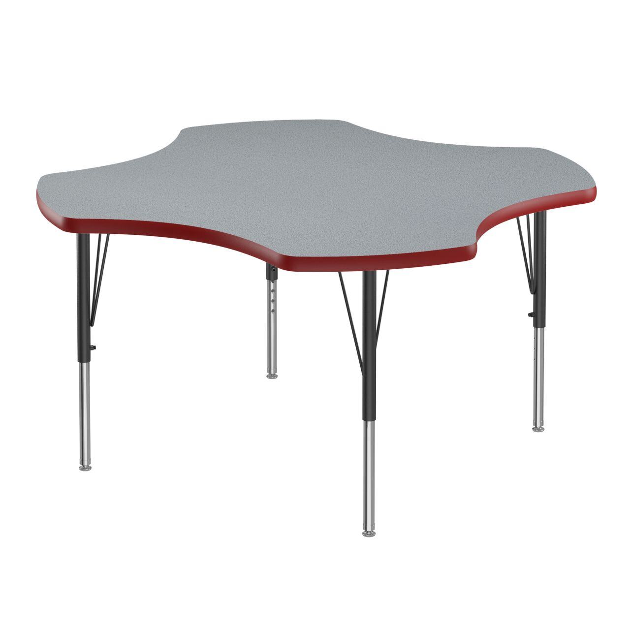 Adjustable Height Activity Tables-Clover Shaped Gray Granite[https://cdn11.bigcommerce.com/s-ae8l2aaf6n/product_images/attribute_value_images/38457.preview.jpg?t=1741097779] Red[https://cdn11.bigcommerce.com/s-ae8l2aaf6n/product_images/attribute_value_images/38473.preview.jpg?t=1741097789] Black/Chrome[https://cdn11.bigcommerce.com/s-ae8l2aaf6n/product_images/attribute_value_images/38477.preview.jpg?t=1741097793] SKU SMS-04-V28-A48-CLO-15-09-35