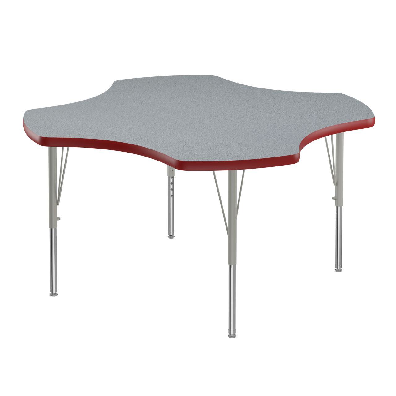 Adjustable Height Activity Tables-Clover Shaped Gray Granite[https://cdn11.bigcommerce.com/s-ae8l2aaf6n/product_images/attribute_value_images/38457.preview.jpg?t=1741097779] Red[https://cdn11.bigcommerce.com/s-ae8l2aaf6n/product_images/attribute_value_images/38473.preview.jpg?t=1741097789] Silver Mist[https://cdn11.bigcommerce.com/s-ae8l2aaf6n/product_images/attribute_value_images/38478.preview.png?t=1741097793] SKU SMS-04-V28-A48-CLO-15-14-35