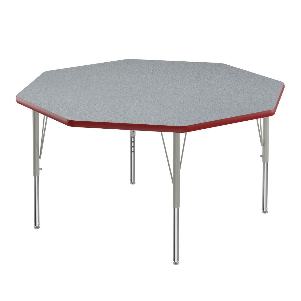 Adjustable Height Activity Tables-Octagonal Shaped Gray Granite[https://cdn11.bigcommerce.com/s-ae8l2aaf6n/product_images/attribute_value_images/38509.preview.jpg?t=1741102011] Red[https://cdn11.bigcommerce.com/s-ae8l2aaf6n/product_images/attribute_value_images/38525.preview.jpg?t=1741102022] Silver Mist[https://cdn11.bigcommerce.com/s-ae8l2aaf6n/product_images/attribute_value_images/38530.preview.png?t=1741102026] SKU SMS-04-V28-A48-OCT-15-14-35
