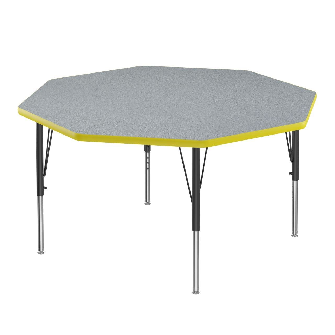 Adjustable Height Activity Tables-Octagonal Shaped Gray Granite[https://cdn11.bigcommerce.com/s-ae8l2aaf6n/product_images/attribute_value_images/38509.preview.jpg?t=1741102011] Yellow[https://cdn11.bigcommerce.com/s-ae8l2aaf6n/product_images/attribute_value_images/38526.preview.jpg?t=1741102023] Black/Chrome[https://cdn11.bigcommerce.com/s-ae8l2aaf6n/product_images/attribute_value_images/38529.preview.jpg?t=1741102025] SKU SMS-04-V28-A48-OCT-15-09-38