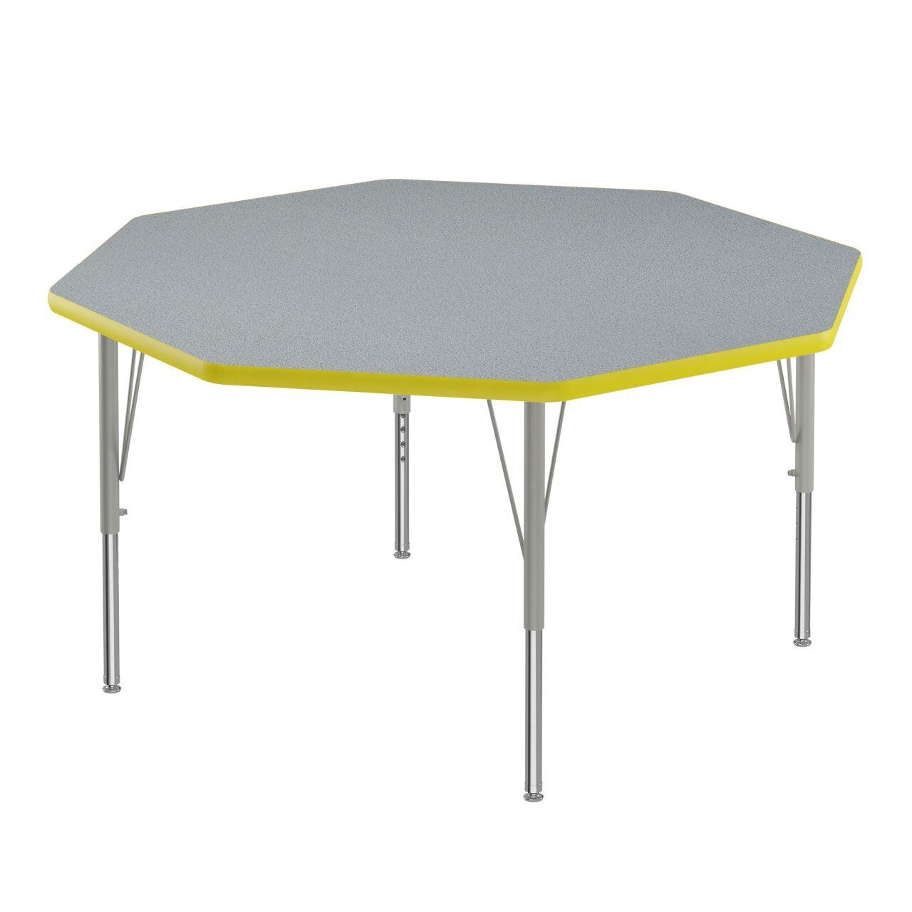 Adjustable Height Activity Tables-Octagonal Shaped Gray Granite[https://cdn11.bigcommerce.com/s-ae8l2aaf6n/product_images/attribute_value_images/38509.preview.jpg?t=1741102011] Yellow[https://cdn11.bigcommerce.com/s-ae8l2aaf6n/product_images/attribute_value_images/38526.preview.jpg?t=1741102023] Silver Mist[https://cdn11.bigcommerce.com/s-ae8l2aaf6n/product_images/attribute_value_images/38530.preview.png?t=1741102026] SKU SMS-04-V28-A48-OCT-15-14-38