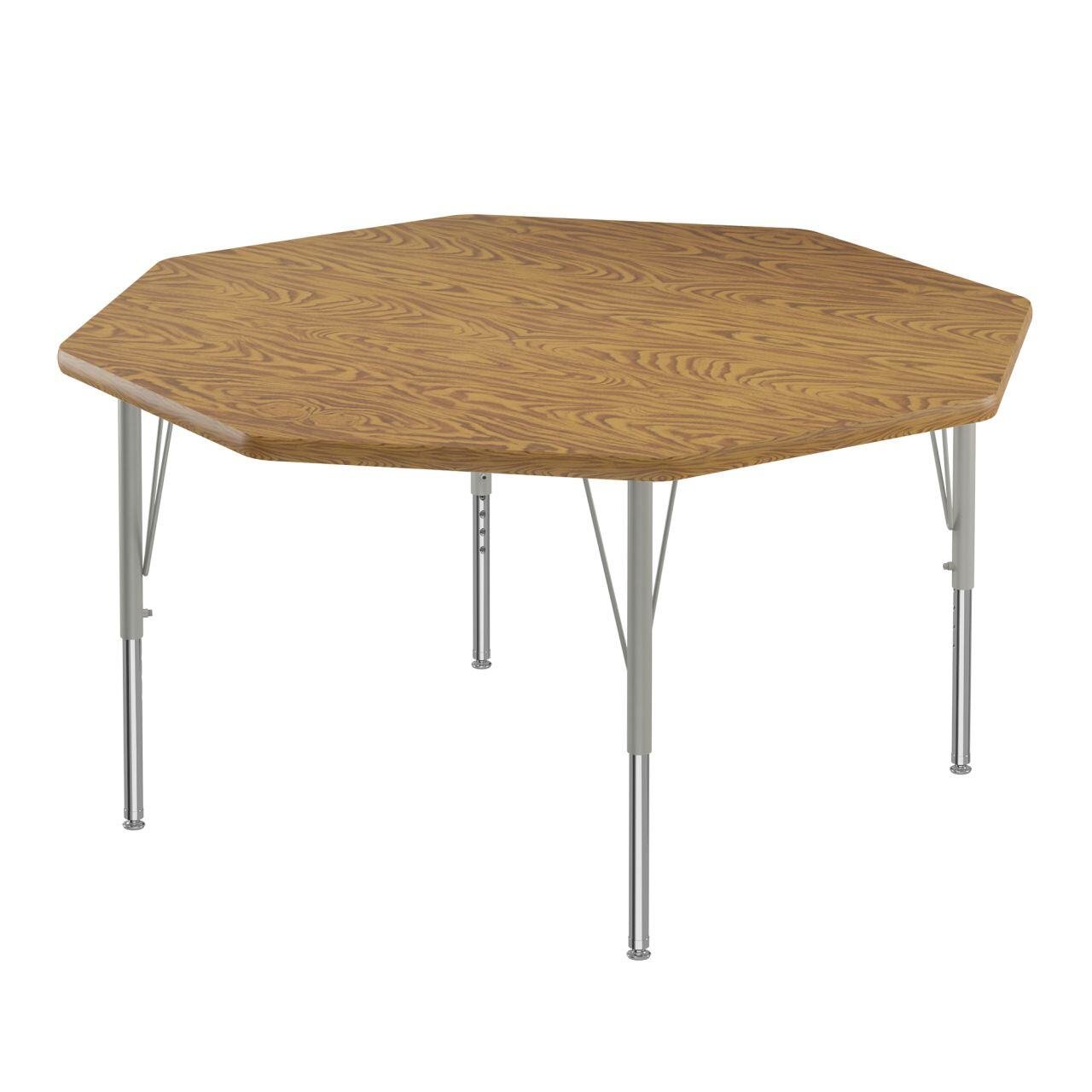 Adjustable Height Activity Tables-Octagonal Shaped Medium Oak[https://cdn11.bigcommerce.com/s-ae8l2aaf6n/product_images/attribute_value_images/38511.preview.jpg?t=1741102012] Medium Oak[https://cdn11.bigcommerce.com/s-ae8l2aaf6n/product_images/attribute_value_images/38527.preview.jpg?t=1741102023] Silver Mist[https://cdn11.bigcommerce.com/s-ae8l2aaf6n/product_images/attribute_value_images/38530.preview.png?t=1741102026] SKU SMS-04-V28-A48-OCT-06-14-06
