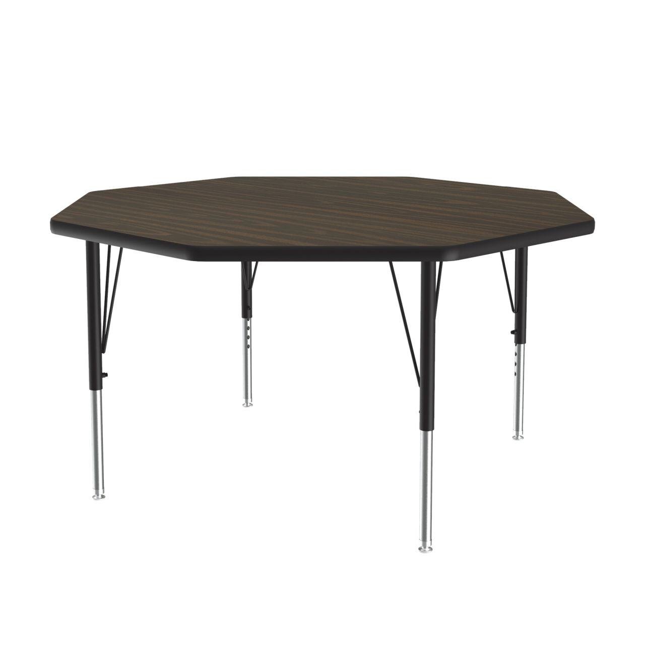 Adjustable Height Activity Tables-Octagonal Shaped Walnut[https://cdn11.bigcommerce.com/s-ae8l2aaf6n/product_images/attribute_value_images/38516.preview.jpg?t=1741102016] Black[https://cdn11.bigcommerce.com/s-ae8l2aaf6n/product_images/attribute_value_images/38519.preview.jpg?t=1741102017] Black/Chrome[https://cdn11.bigcommerce.com/s-ae8l2aaf6n/product_images/attribute_value_images/38529.preview.jpg?t=1741102025] SKU SMS-04-V28-A48-OCT-01
