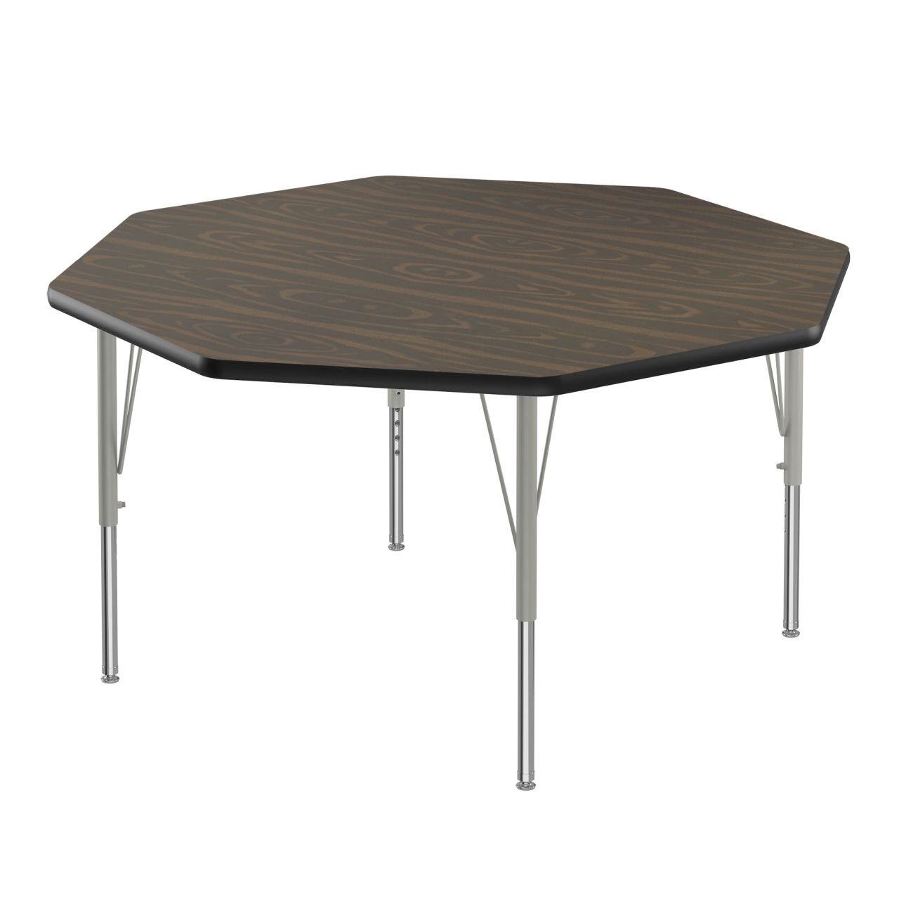 Adjustable Height Activity Tables-Octagonal Shaped Walnut[https://cdn11.bigcommerce.com/s-ae8l2aaf6n/product_images/attribute_value_images/38516.preview.jpg?t=1741102016] Black[https://cdn11.bigcommerce.com/s-ae8l2aaf6n/product_images/attribute_value_images/38519.preview.jpg?t=1741102017] Silver Mist[https://cdn11.bigcommerce.com/s-ae8l2aaf6n/product_images/attribute_value_images/38530.preview.png?t=1741102026] SKU SMS-04-V28-A48-OCT-01-14-09