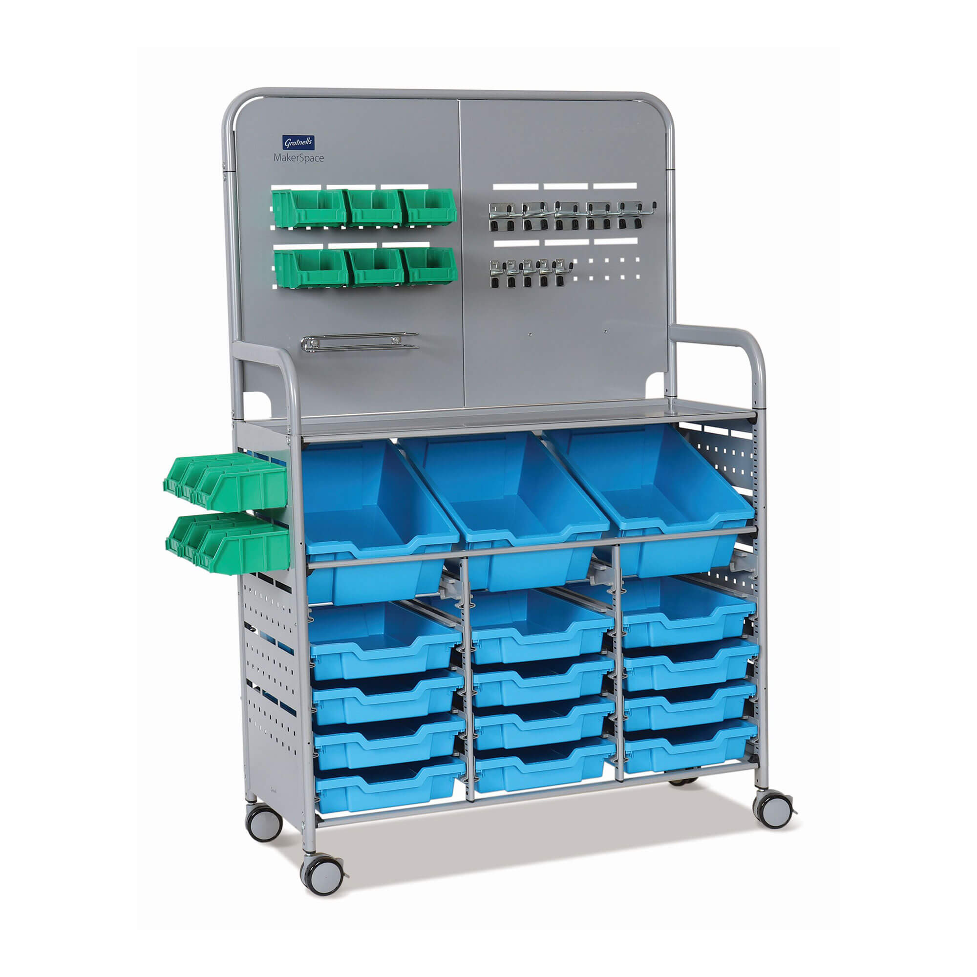 Makerspace Storage Cart Cyan Blue[#00AEEF] SKU SMS-02-V40-MST01442626