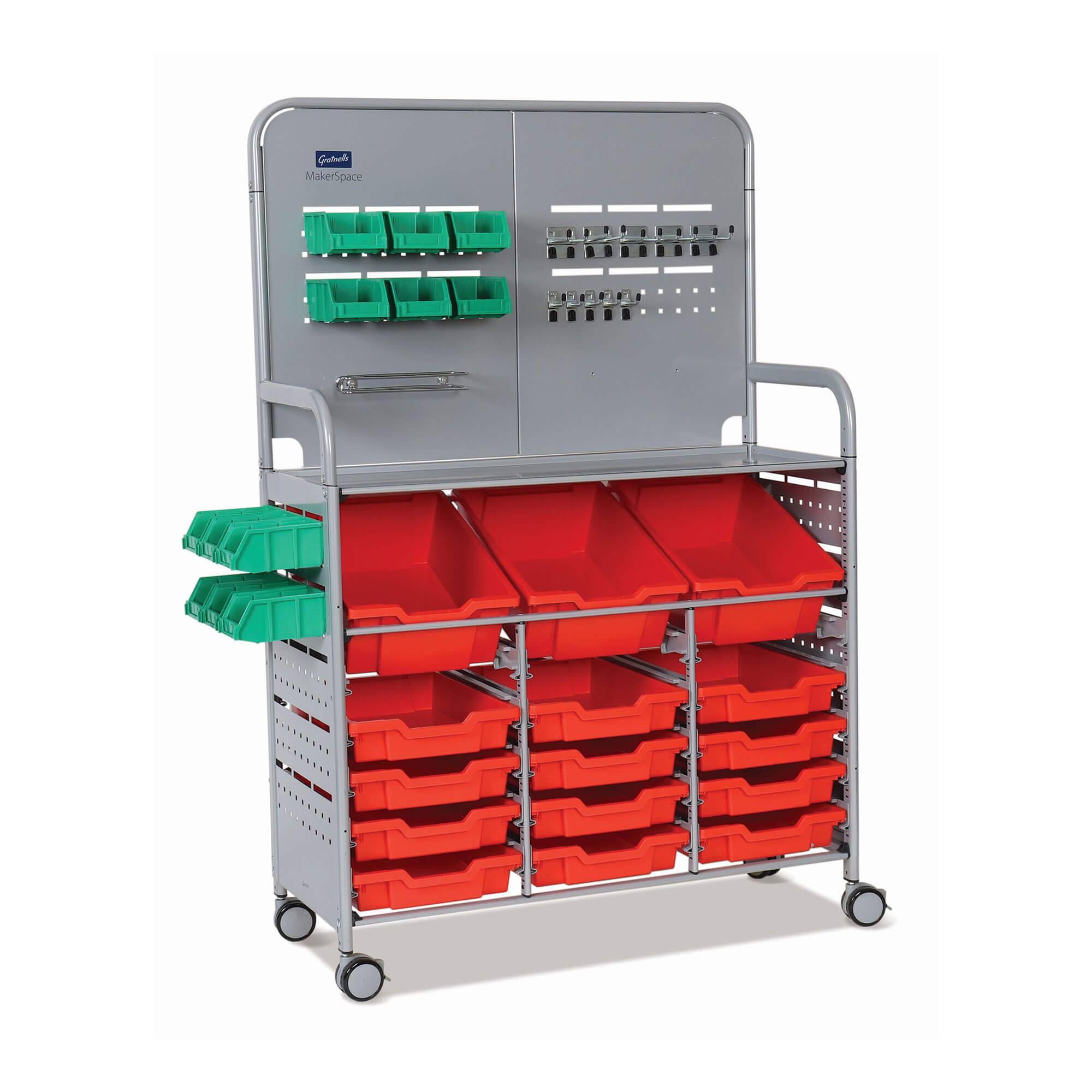 Makerspace Storage Cart Flame Red[#C6372F] SKU SMS-02-V40-MST01440909