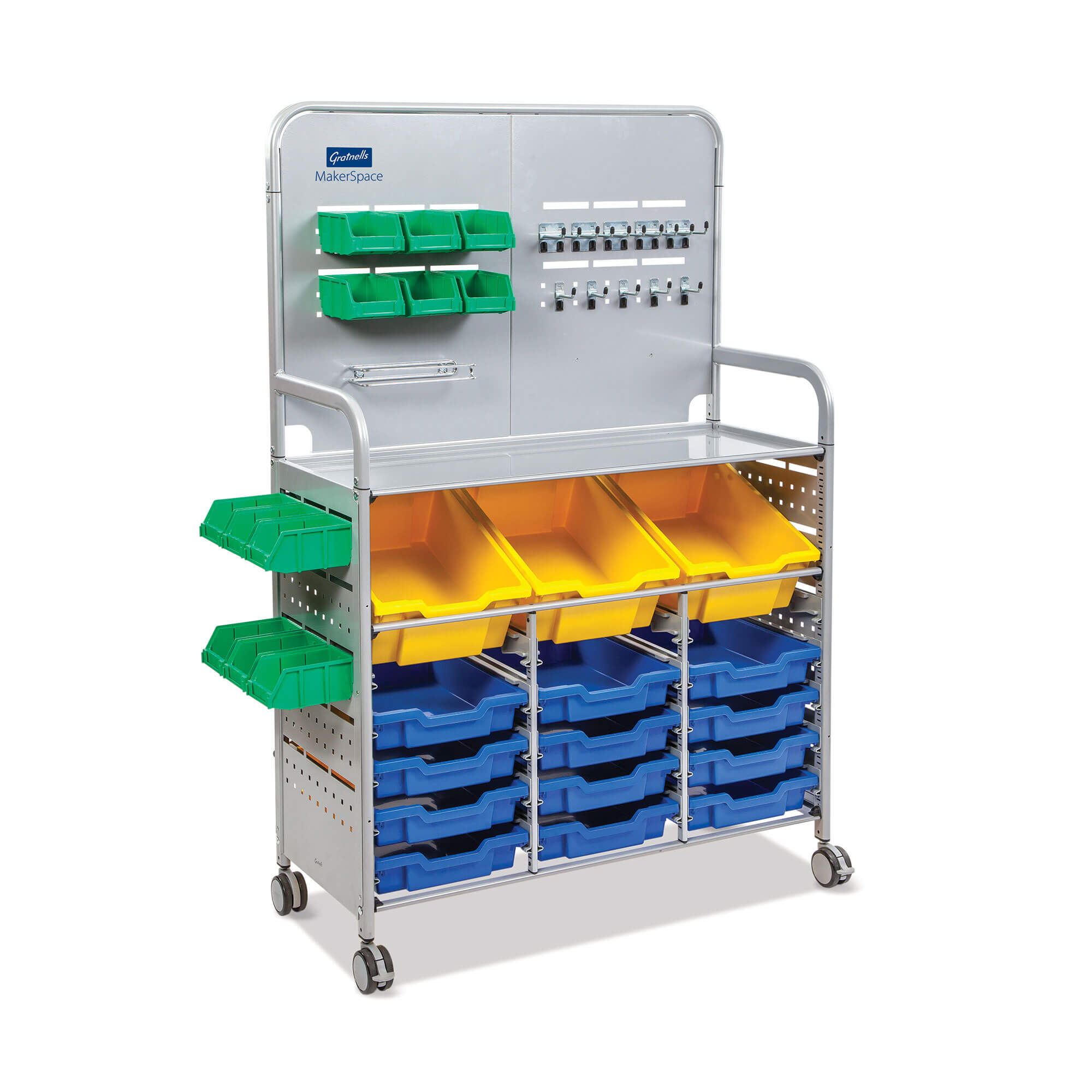 Makerspace Storage Cart Sunshine Yellow/Royal Blue[#FFE200;#005AAB] SKU SMS-02-V40-MST01440206