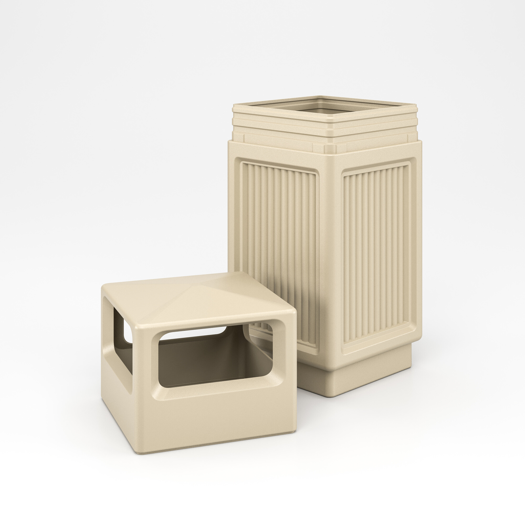 Compact Recessed Panel Trash Can 15 Gallon Tan[#A89C86] SKU SMS-12-V37-9478TN