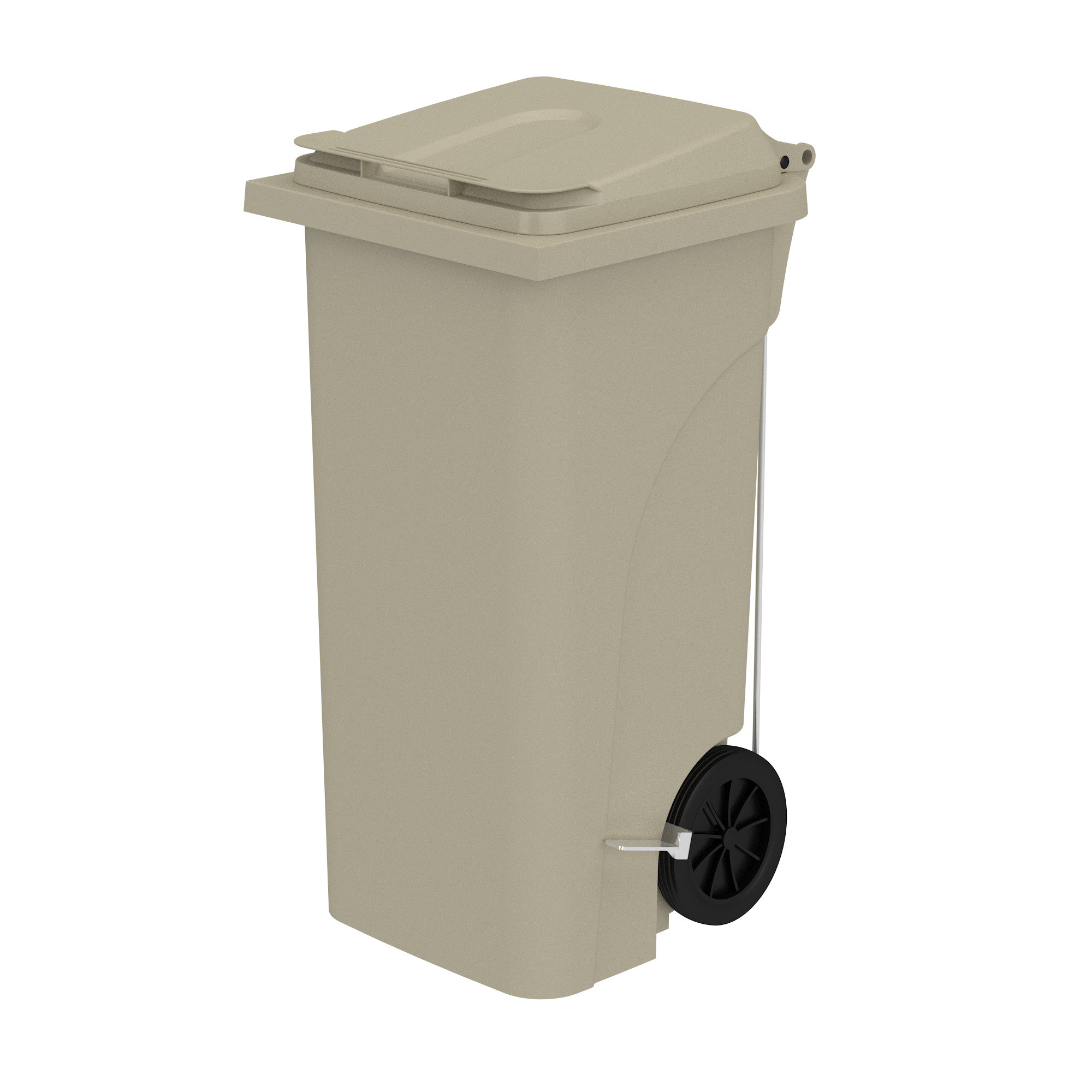Plastic Step-On Trash Can with Lid Tan[#A89C86] SKU SMS-12-V37-9926TN