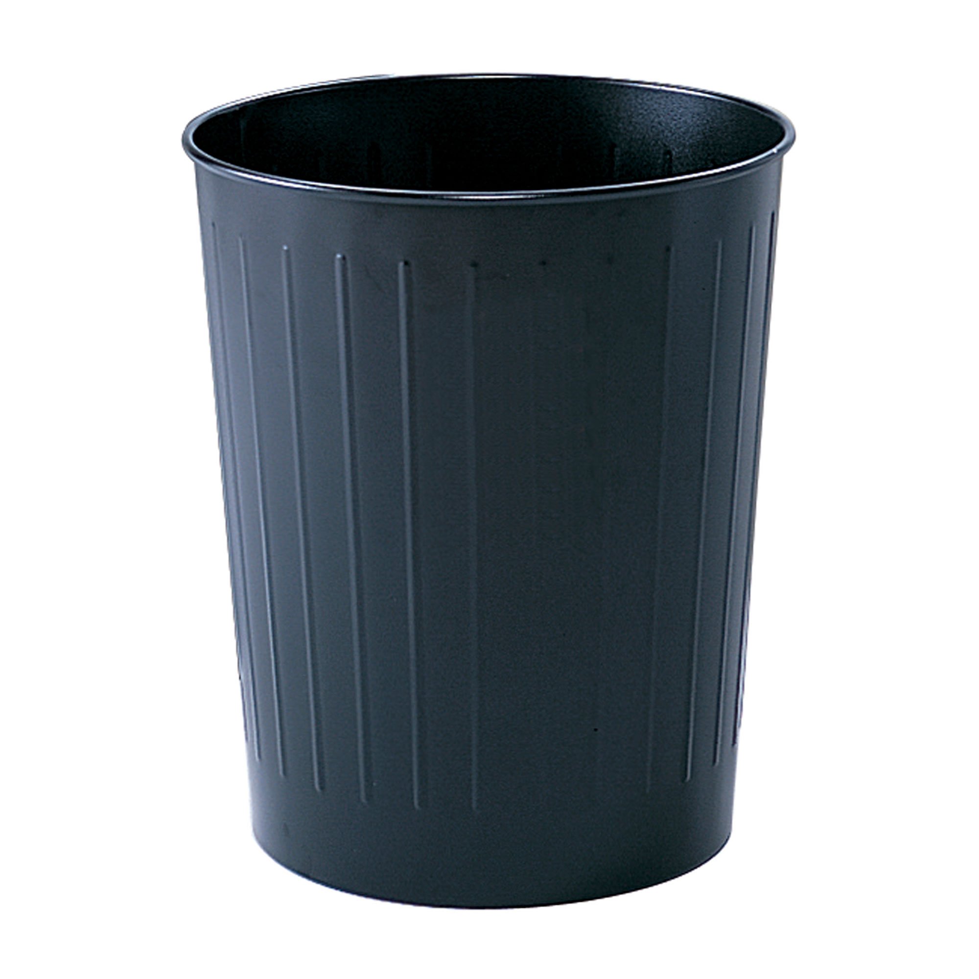 Round Steel Wastebasket 23.5-Quart Black[#000000] SKU SMS-12-V37-9604BL