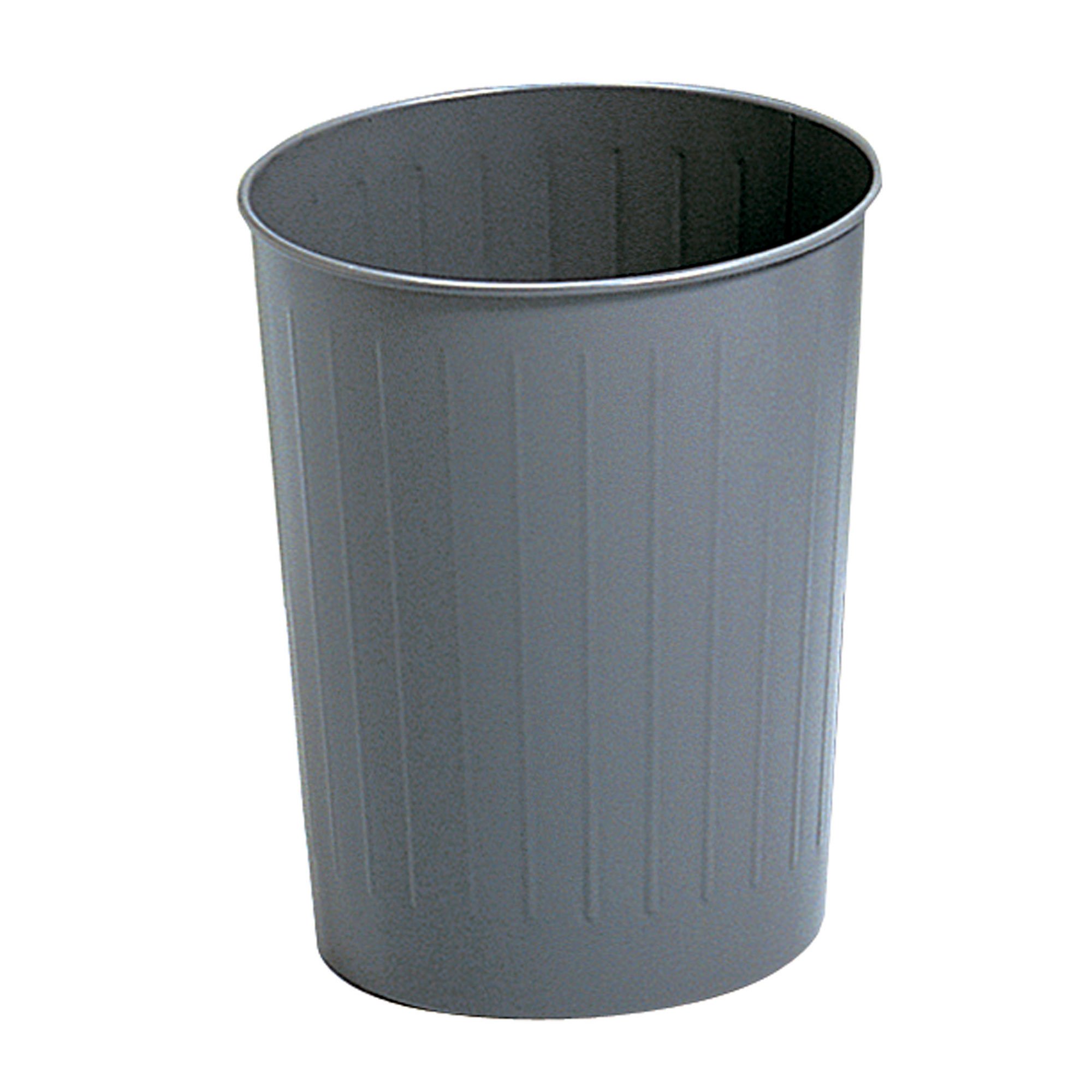 Round Steel Wastebasket 23.5-Quart Charcoal[#353333] SKU SMS-12-V37-9604CH