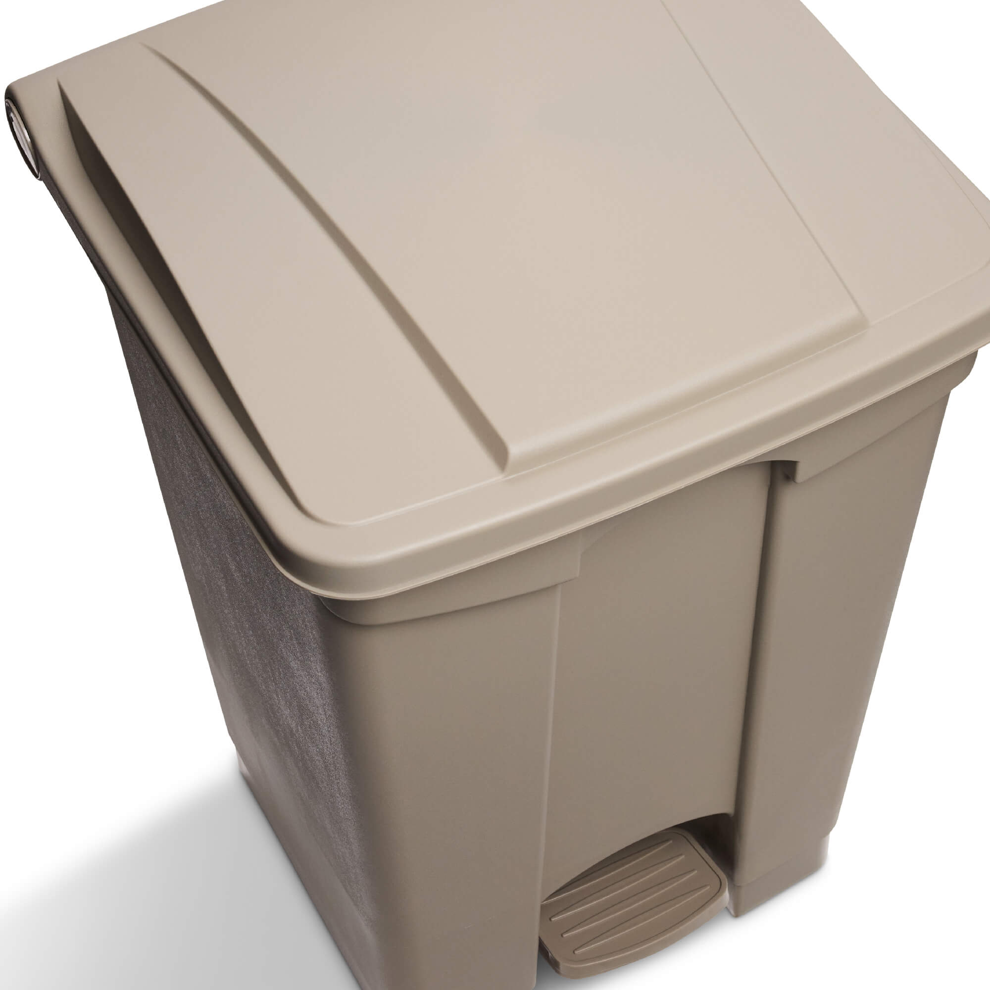 Touchless Plastic Step-On Trash Can Tan[#A89C86] SKU SMS-12-V37-9925TN