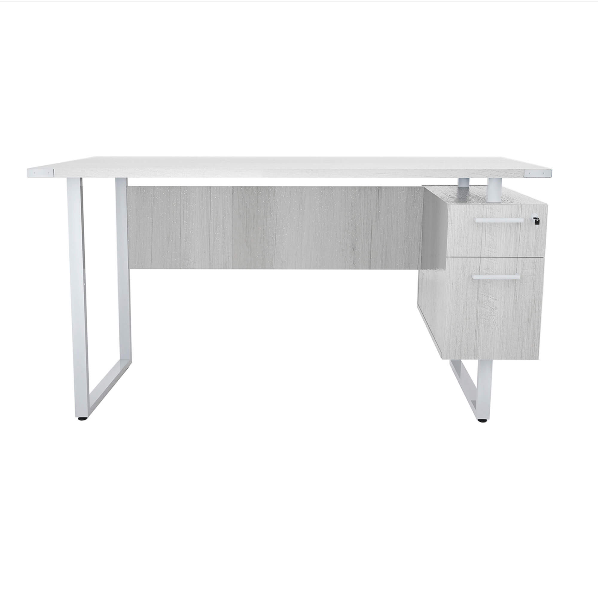 Modern Office Desk with Pedestal Cabinet White Ash[#FFFFFF] SKU SMS-04-V37-5513WAH