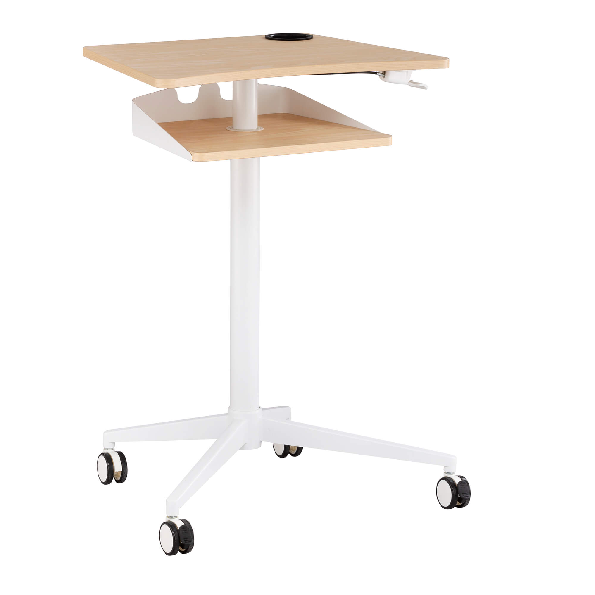 Height Adjustable Mobile Workstation with Shelf Natural[#A89C86] SKU SMS-04-V37-1944NA