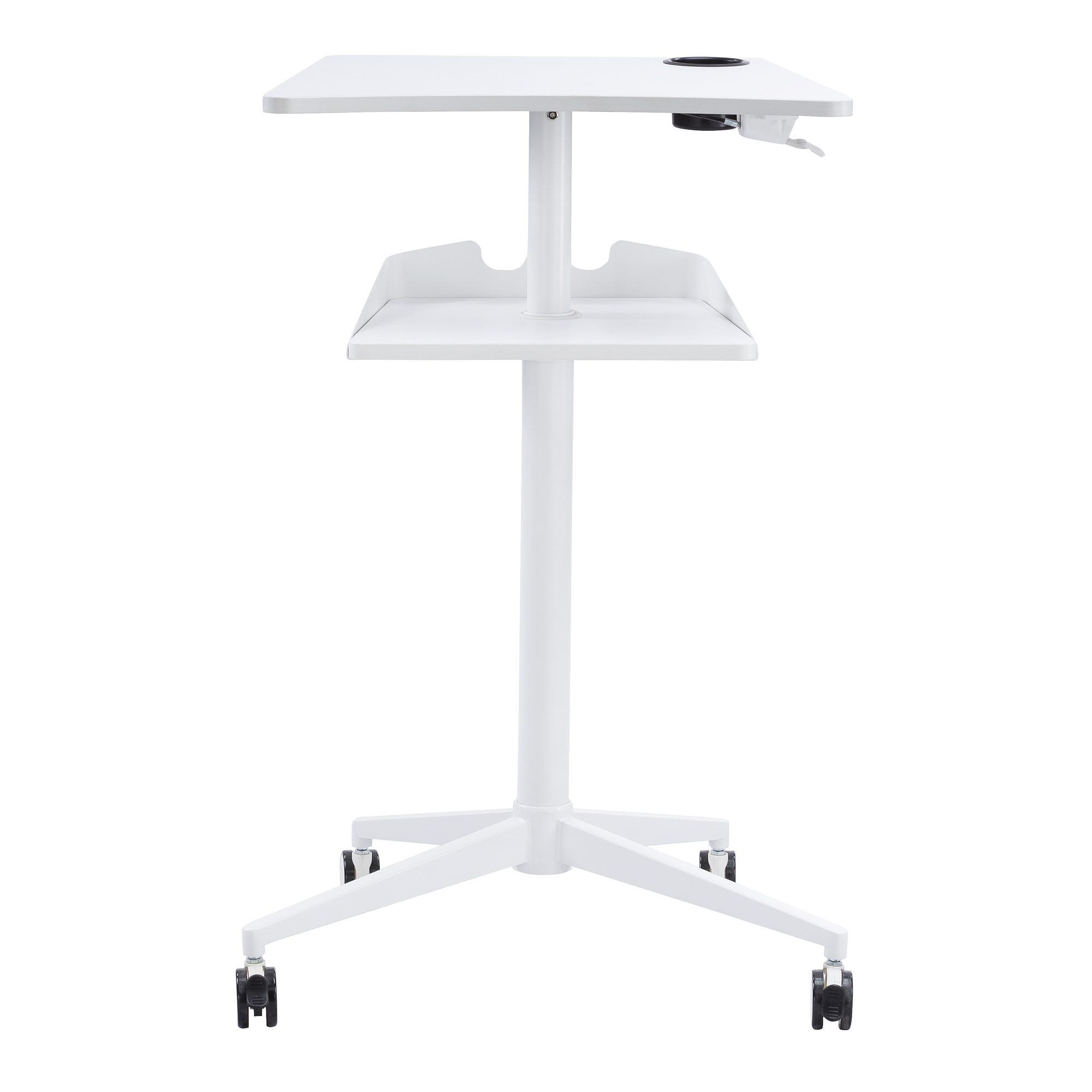 Height Adjustable Mobile Workstation with Shelf White[#FFFFFF] SKU SMS-04-V37-1944WH