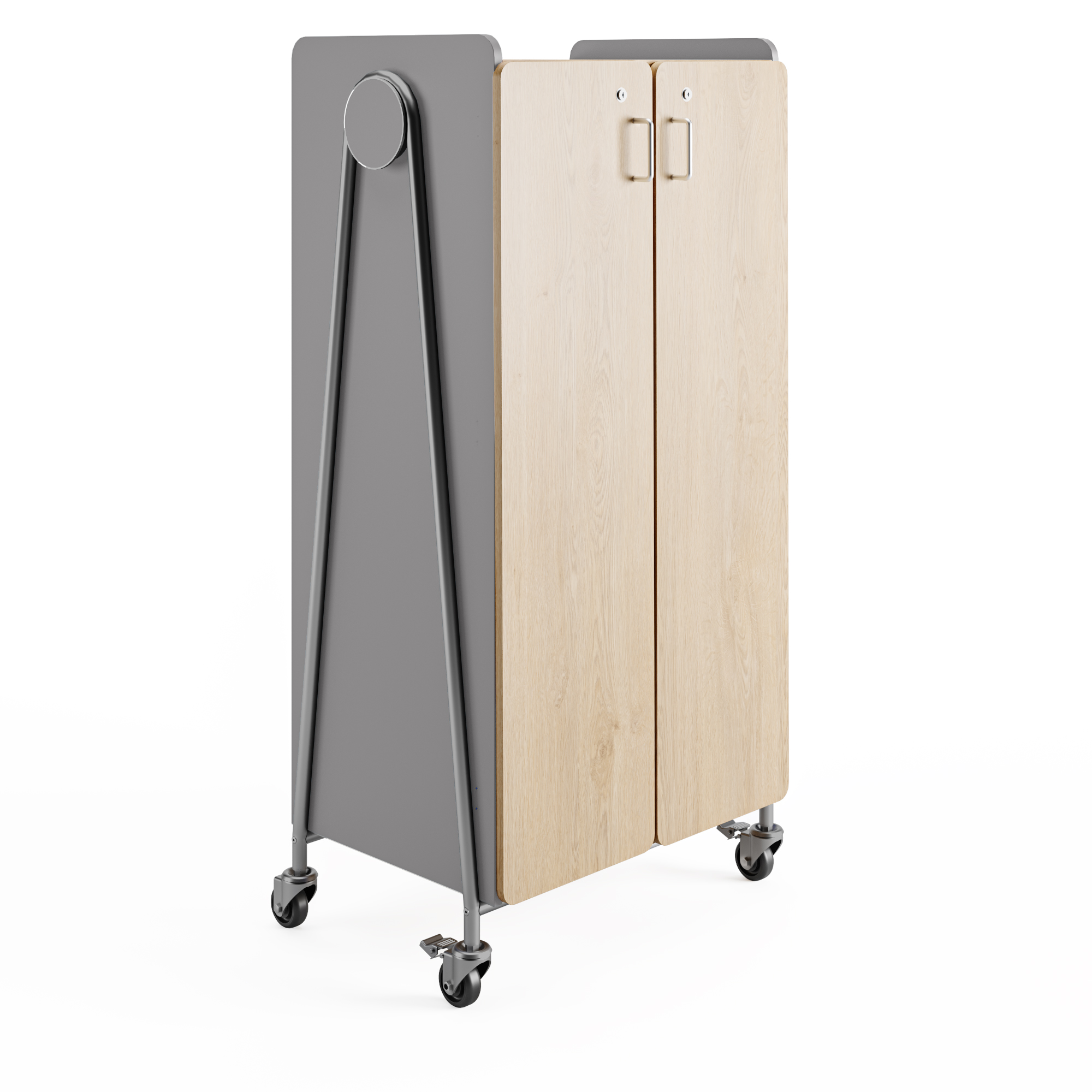 Rolling Storage Cabinet with Shelves and Wardrobe Bar Gray[#A8A8A8] SKU SMS-02-V37-3925GRY