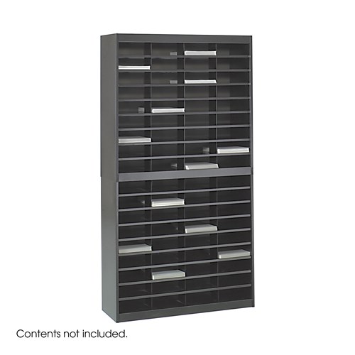 Steel Literature Organizer with 72 Compartments Black[#000000] SKU SMS-10-V37-9241BLR
