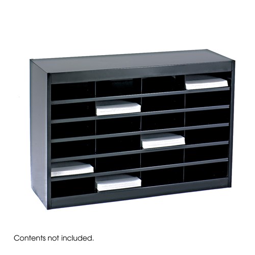 Steel Literature Organizer with 24 Compartments Black[#000000] SKU SMS-10-V37-9211BLR