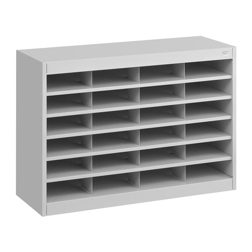 Steel Literature Organizer with 24 Compartments Gray[#A8A8A8] SKU SMS-10-V37-9211GRR