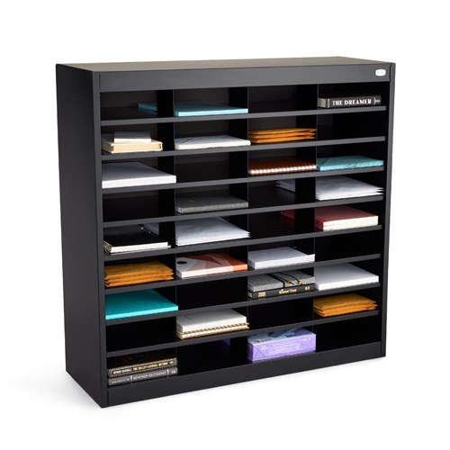 Steel Literature Organizer with 36 Compartments Black[#000000] SKU SMS-10-V37-9221BLR